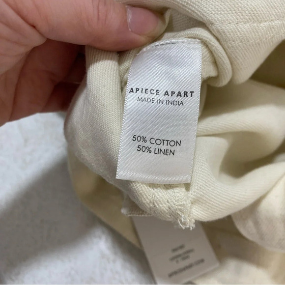 NEW Apiece Apart Caterina Overalls Cream Wide Leg Apron Jumper 8 Cotton Linen - Picture 11 of 13